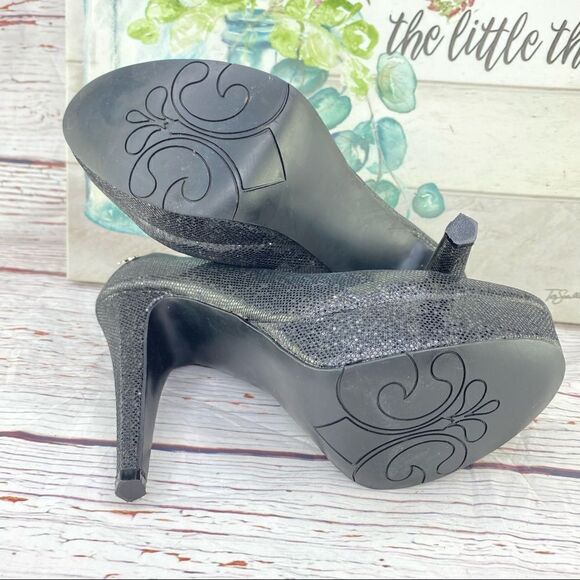 Dereon Metallic Glitter Platform Pumps Black 7 Stiletto - Picture 10 of 10